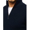 Elelgantný tmavě modrý svetr s límcem na zip