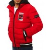 Prošívaná pánská bunda na zimu červené barvy