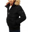 Černá zimní bunda s odnímatelnou kapucí a kožešinou pro pány