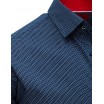 Společenská pánská košile modrá s potiskem a červeným límcem
