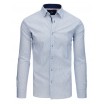 Moderní pánská bílá košile s dlouhým rukávem a modrým potiskem