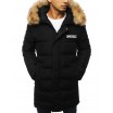 Luxusní zimní bunda dlouhého střihu v černé barvě