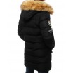 Luxusní zimní bunda dlouhého střihu v černé barvě