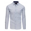 Společenská bílá pánská košile s jemným modrým vzorem