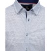 Společenská bílá pánská košile s jemným modrým vzorem
