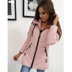 Trendy dámská pudrově růžová bunda s kapucí a zapínáním na zip