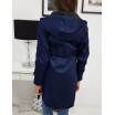 Krásná dámská tmavě modrá přechodná bunda s kapucí