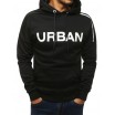 Trendová černá mikina s kapucí a bílým nápisem Urban