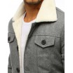 Pánská vlněná bunda s kožešinou v šedé barvě