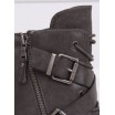 Dámská kotníková obuv šedé barvy s tkaničkami a zipem