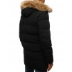 Černá pánská prošívaná bunda na zimu s kapucí