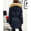 Modrá dámská zimní bunda s kožešinou