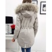 Stylová dámská zimní bunda parka s kapucí v módní světle šedé barvě