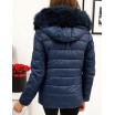 Teplá dámská zimní bunda v modré barvě s kapucí