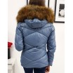 Kvalitní dámská zimní bunda s kožešinou v modré barvě