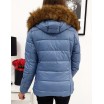 Zimní dámská bunda v modré barvě s odnímatelnou kapucí