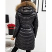 Originální dámská dlouhá prošívaná černá bunda na zimu s kapucí