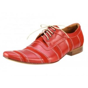 Pánské kožené společenské boty červené