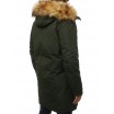 Pánská zelená dlouhá zimní bunda s kapucí