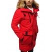 Pánská bunda v červené barvě s kapucí
