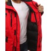 Pánská bunda v červené barvě s kapucí