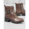 Hněd&eacute; podzimn&iacute; boty s ozdobn&yacute;mi přezkami pro d&aacute;my