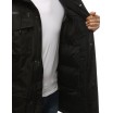 Moderní pánská dlouhá zimní bunda s kožešinou v černé barvě