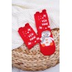Červené dívčí ponožky s motivem sněhuláka