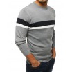 Stylový pánský svetr v šedé barvě s proužky