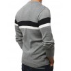 Stylový pánský svetr v šedé barvě s proužky