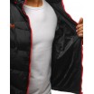 Pánská zimní bunda v černé barvě s červeným zipem