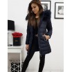 Modrá dámská zimní bunda s odnímatelnou kapucí