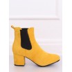 Dámské semišové kotníkové boty ve žluté barvě