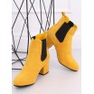 Dámské semišové kotníkové boty ve žluté barvě
