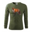 Myslivecké bavlněné tričko s potiskem lišky s dlouhým rukávem