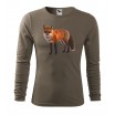 Myslivecké bavlněné tričko s potiskem lišky s dlouhým rukávem