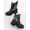 Zimní dámské boty na vázání v army motivu