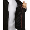 Pánská zimní bomber bunda v černé barvě s koženými rukávy