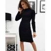 Trendy dámské úpletové černé šaty s dlouhým rukávem