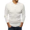 Moderní pánský svetr v bílé barvě s límcem
