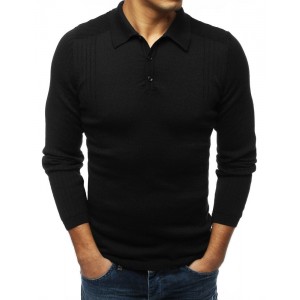 Pánský svetr s dlouhým rukávem v černé barvě