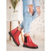 Kotníkové dámské boty na platformě v červené barvě