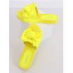 Trendy dámské neonově žluté pantofle s módní mašlí
