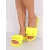 Trendy dámské neonově žluté pantofle s módní mašlí