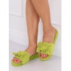 Krásné dámské letní pantofle s mašlí výrazné zelené barvy