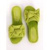 Krásné dámské letní pantofle s mašlí výrazné zelené barvy