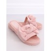 Dámské semišové růžové pantofle na gumové podrážce