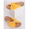 Moderní dámské žluté pantofle s třásněmi a zirkony