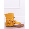 Extravagantní dámské žluté semišové sandály v boho stylu