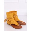 Extravagantní dámské žluté semišové sandály v boho stylu